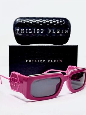 NEW Philipp Plein SPP119M Rose Venus 07BE  Fuchsia//Grey 135 Sunglasses $790